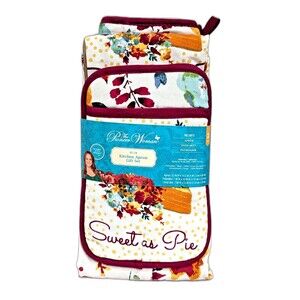 Pioneer Woman Sweet as Pie Willow Kitchen Apron Gift Set Oven Mitt Potholder NEW